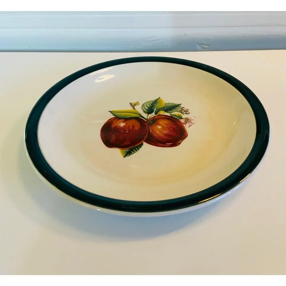 VINTAGE Casuals by China Pearl Apple Red Green & White 7.5 inch Dessert Plate
